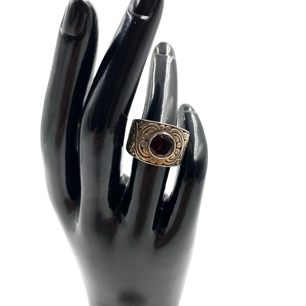 Garnet Stone Sterling Silver Ring Size 6